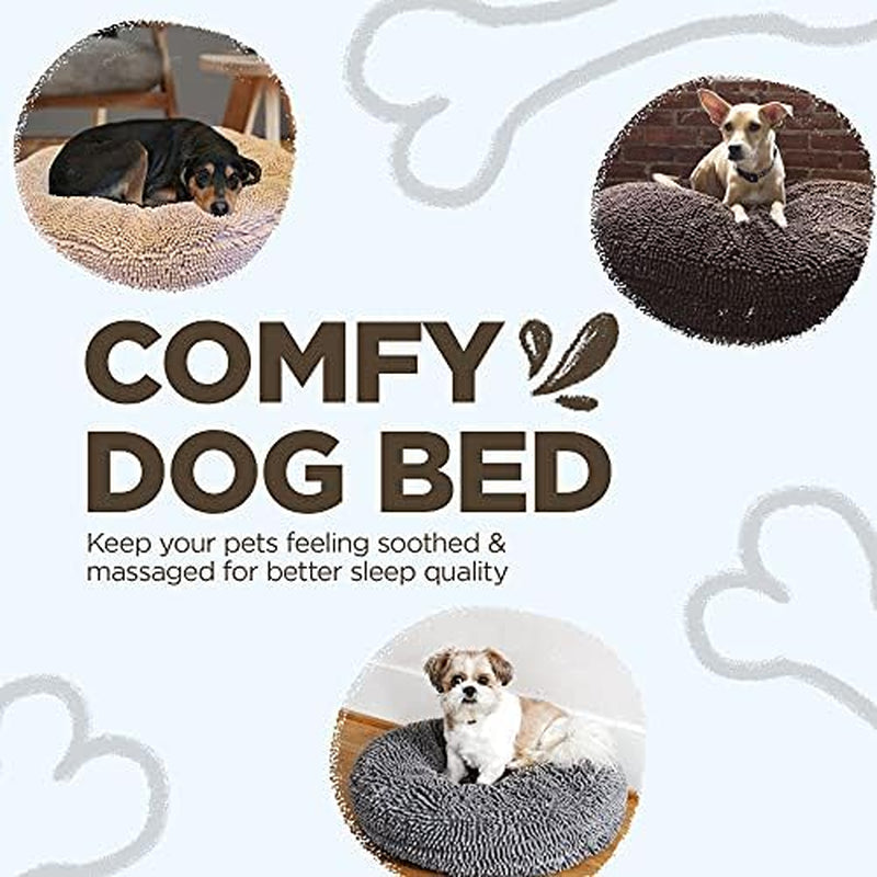 Soggy Doggy Super Snoozer Dog Bed - Microfiber Chenille round Bed for Dogs - Moisture Wicking Comfort - Removable Washable Cover (Dark Chocolate, Medium 24”X24”X6”)