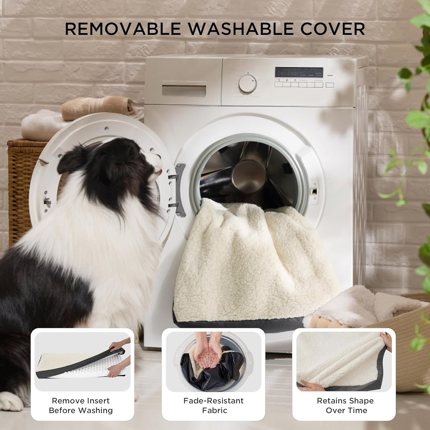 Bedsure Dog Bed Medium Size Dog - Comfy Flat Puppy Beds with Removable Washable Cover, Orthopedic Egg Crate Foam Pet Mat, Suitable for Pet up to 30 Lbs
