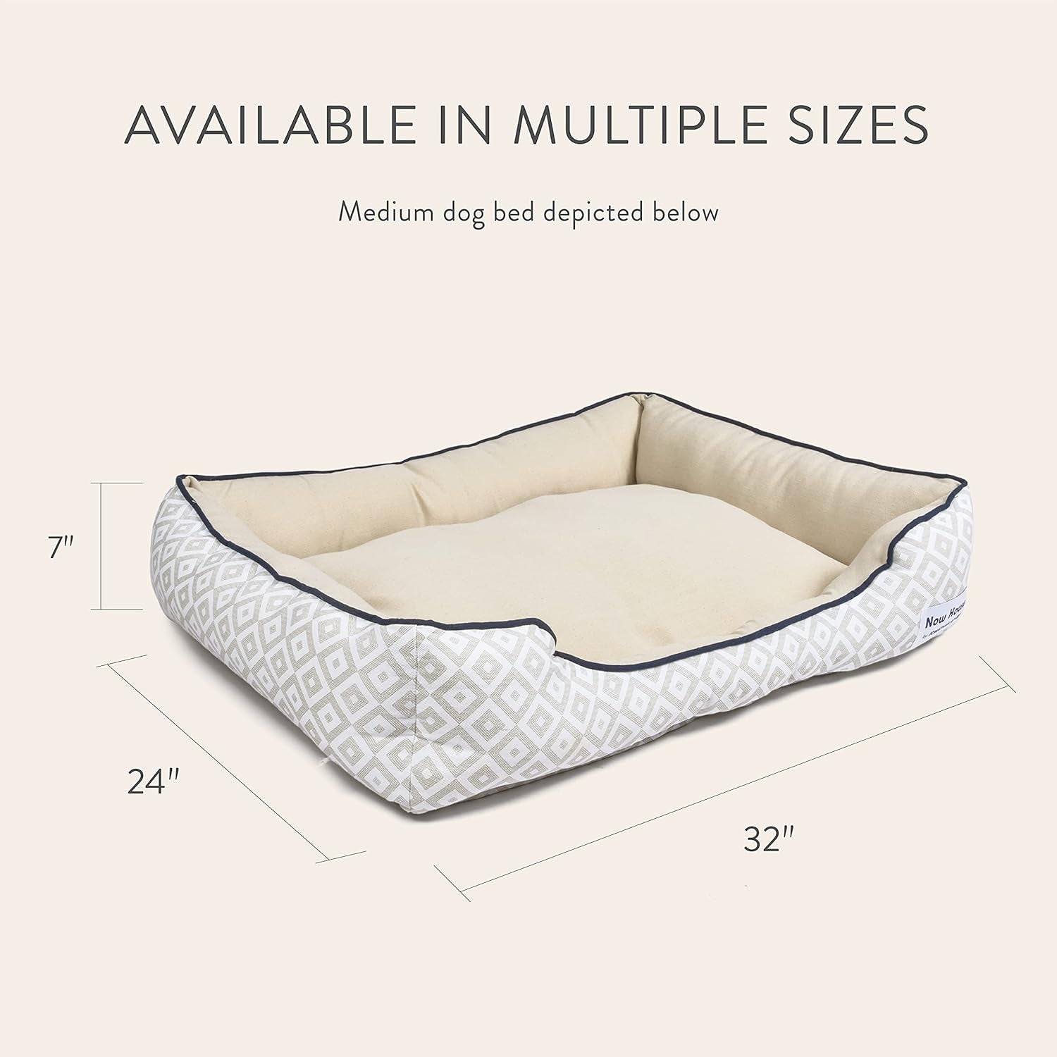 Now House for Pets by Jonathan Adler Grey Diamond Cuddler Dog Bed, Medium Washable for Medium Sized Dogs