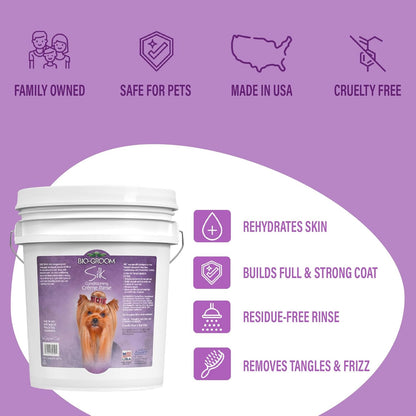 Silk Creme Rinse Dog Hair Conditioner - Puppy Conditioner & Detangler for Dogs, Adds Moisture to Skin & Coat, Cruelty Free Product, Made in USA - 5 Gallons