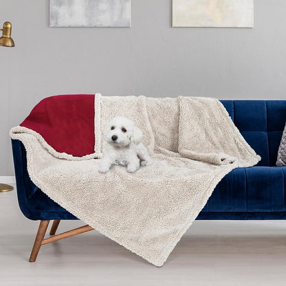 Soft Waterproof Dog Blanket – Reversible Leakproof Pet Blanket for Couch, Bed, Sofa, Washable Couch Cover for Large Dogs, Pee & Stain Proof, No Crinkle, 50"X60"