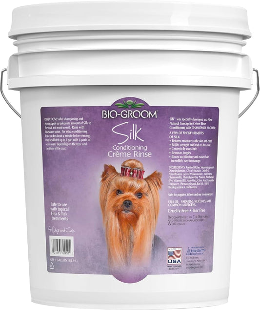 Silk Creme Rinse Dog Hair Conditioner - Puppy Conditioner & Detangler for Dogs, Adds Moisture to Skin & Coat, Cruelty Free Product, Made in USA - 5 Gallons