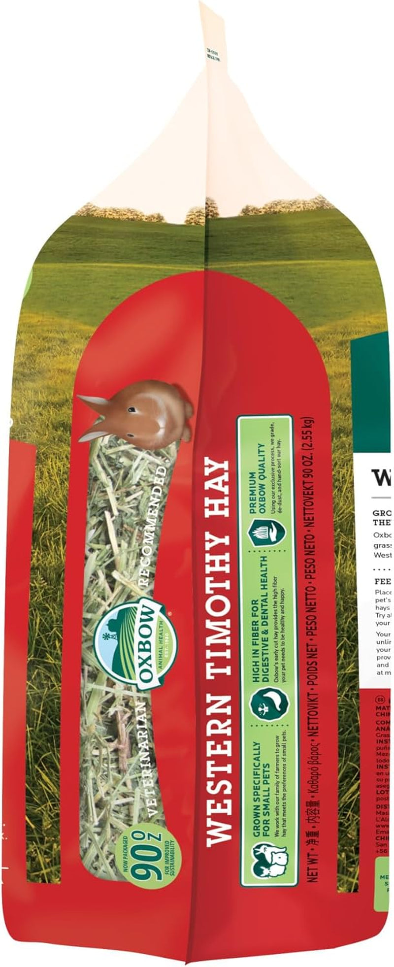 Western Timothy Hay, Guinea Pig Hay, Small Pet Bunny Supplies, All Natural Grass for Guinea Pig, Bunny, Chinchilla & Hamster,  Rabbit Supplies for Bunnies, 90 Oz. Bag